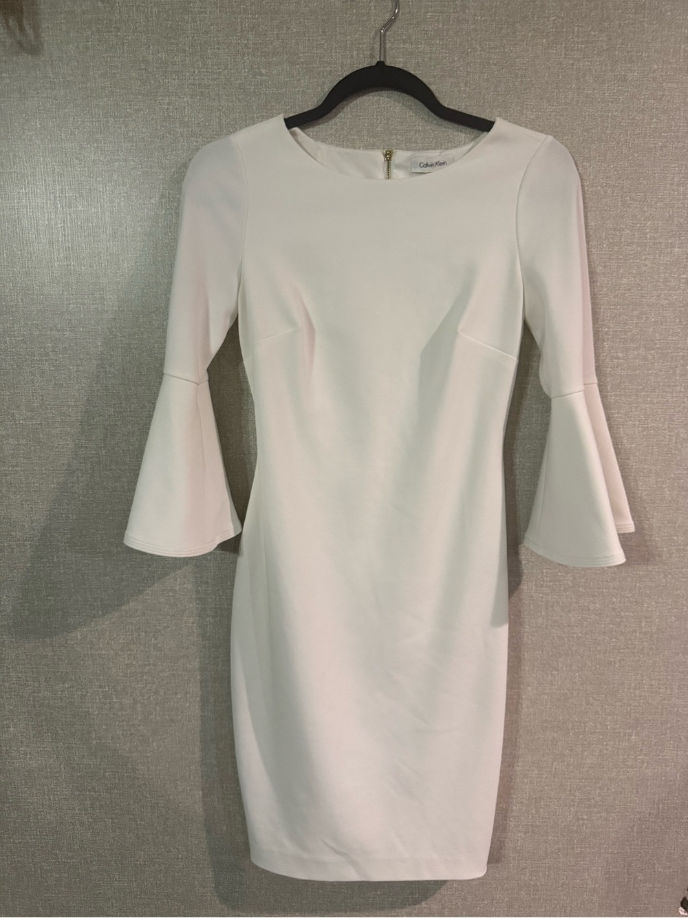 Calvin Klein Ivory Bell-Sleeve Sheath Dress